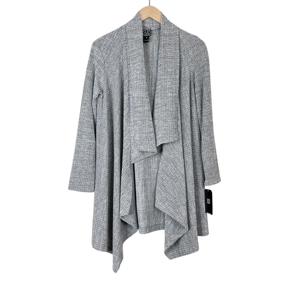Clara Sun Woo Black And White Drape Front Cardigan XS